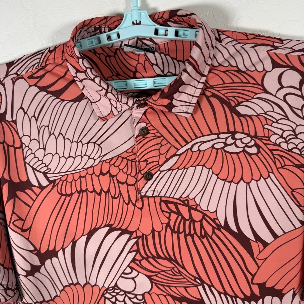 Manuheali'i Polo Shirt Mens 3XL Pink Wing Print Performance Aloha Hawaiian Golf